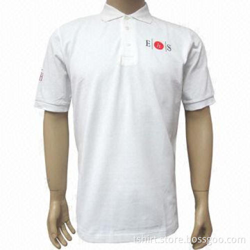 Men's white polo shirt/100% cotton polo shirt/embroidery polo shirt/short-sleeved polo shirt